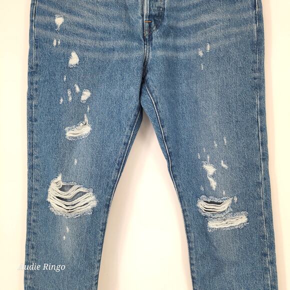 Levi’s 501® Distressed High-Rise Straight Jeans Light Wash W29 L28 - Picture 6 of 12